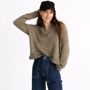 Madewell Davie Polo Sweater XXS Merino Wool Blend NWT Tan